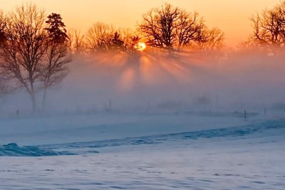 Façade d'une maison beige à volets verts, reflétée dans un bassin entouré de pierres et de végétation.