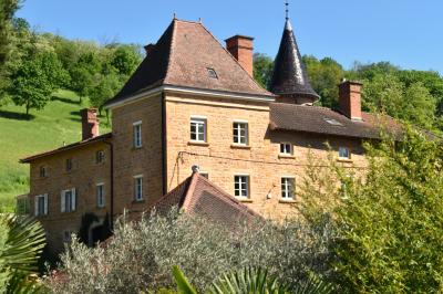 Allée bordée de pelouse et d'arbres taillés, sous un ciel dégagé dans un jardin verdoyant.