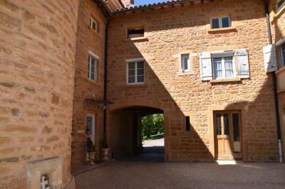 Allée bordée de pelouse et d'arbres taillés, sous un ciel dégagé dans un jardin verdoyant.