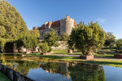Un groupe de personnes en costumes d'époque chante autour de lutrins dans une salle décorée de style ancien.