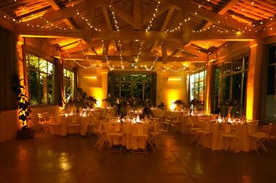 Quatre musiciens en costume jouent de la guitare et du cajón en extérieur lors d'un événement.