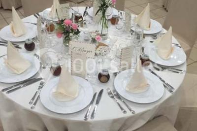 Vue d'un étang entouré d'arbres et de végétation sous un ciel partiellement nuageux.