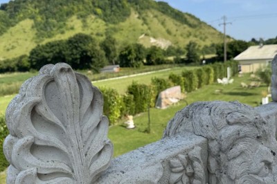 Table élégamment dressée avec vaisselle raffinée, centre de table floral et décoration lumineuse en arrière-plan.