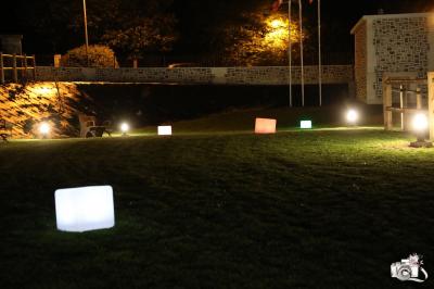 Miniature Location salle Saint-Samson-de-la-Roque (Eure) - Manoir Néo Normand #85 Passerelle en bois surplombant un jardin fleuri avec des arbres et un ciel dégagé en arrière-plan.