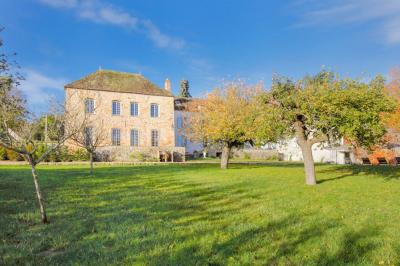 Logo avec le texte ’Maison Nelson’ en typographies colorées et élégantes, accompagné du mot ’Villecerf’ en dessous.