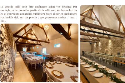 Miniature La grande salle de réception 350 m² : 1ère partie Ruines éclairées et bâtiment adjacent sous un ciel nocturne, avec un arbre illuminé et des bancs sur une pelouse.