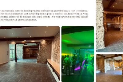 Miniature La grande salle de réception 350 m² : 2e partie Ruines éclairées et bâtiment adjacent sous un ciel nocturne, avec un arbre illuminé et des bancs sur une pelouse.