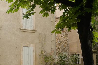 Plan dessiné à la main d'un jardin avec piscine, oliveraie, pelouse, orangerie et divers aménagements paysagers.