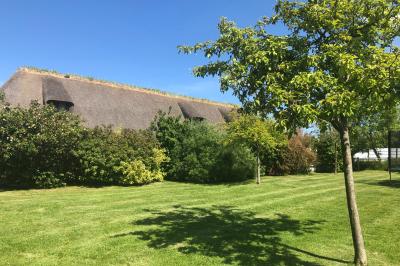 Chambre mansardée avec mur en briques, lit avec coussins, parquet clair et lumière naturelle provenant de deux fenêtres de…