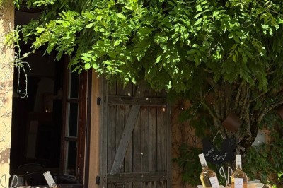 Tentes modernes installées sur une pelouse près d'une tour de communication sous un ciel partiellement nuageux.