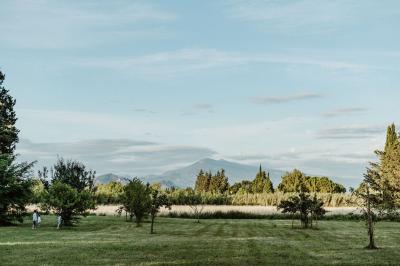 Cour intérieure avec murs recouverts de lierre, une porte en bois ouverte, un tonneau et une lanterne suspendue.