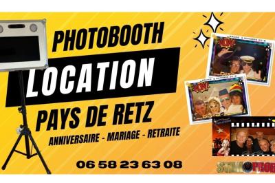 Montage d'images montrant un mariage, un photobooth, et une décoration sur le thème d'Hollywood rétro.