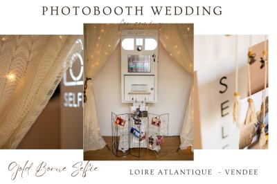 Montage d'images montrant un mariage, un photobooth, et une décoration sur le thème d'Hollywood rétro.