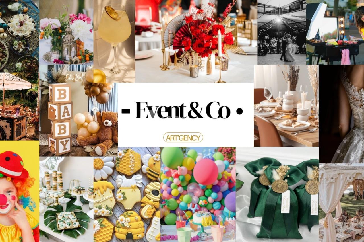 Mosaïque d'images illustrant des décorations, événements festifs, accessoires et ambiances variées pour célébrations.