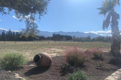 Miniature Location salle Saint-Génis-des-Fontaines (Pyrénées-Orientales) - Mas Puig #8 Vue aérienne d'une maison en pierre avec piscine, jardin, terrasse et espaces verts environnants.