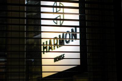 Miniature Location salle Bruxelles (Bruxelles-Capitale) - Harmon House #13 Couloir avec parquet en bois sombre, éclairé par des panneaux lumineux aux motifs géométriques.