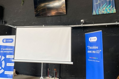 Groupe de personnes rassemblées dans un bar animé, regardant un match de sport diffusé sur des écrans géants.