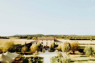 Arbuste à feuillage dense à gauche et arbre taillé à droite dans un jardin verdoyant sous un ciel clair.
