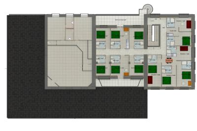 Miniature Location salle Épinac (Saône-et-Loire) - La Fabrique des Ducs By Vindihouses #25 Vue aérienne d'un grand bâtiment avec toit en ardoise, entouré d'arbres, d'une piscine et d'une allée pavée.