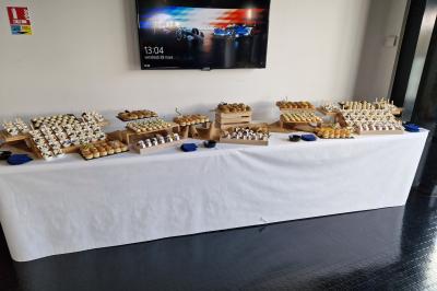 Plat dressé avec une base de viande effilochée, purée de pommes de terre, feuilles de salade et sauce en décoration.