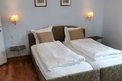 Un couple en tenue de mariage se tient devant un officiant dans un décor festif avec sapins et guirlandes lumineuses.