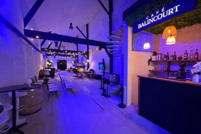 Miniature Location salle Châlons-en-Champagne (Marne) - Champagne Louis Balincourt #6 Rayonnages de bouteilles de champagne et de vin exposés dans une boutique avec une enseigne ’Louis Balincourt’.