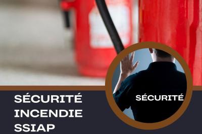 Un berger allemand assis, équipé d'un harnais, aux côtés d'une personne en tenue noire sur fond sombre.