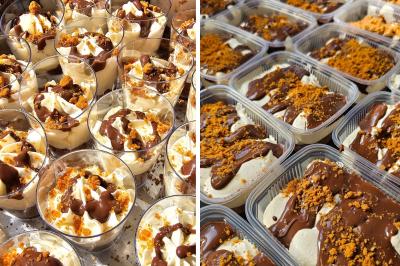 Assiette de tagliatelles fraîches avec sauce tomate, morceaux de viande, persil frais et croûton garni de lard grillé.