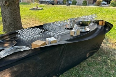 Plateau de bouchées apéritives garnies de mousse rose et décorées de feuilles de persil, disposées sur une grille.