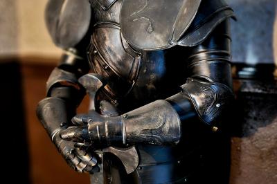 Plaque en pierre gravée avec des lions dorés, mentionnant le séjour du roi Louis XI dans cette maison en 1482.