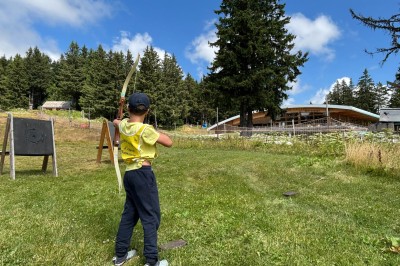 Assiette contenant une tranche de viande saignante, purée de pommes de terre et carottes glacées, nappée de sauce.