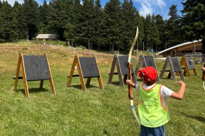 Assiette contenant une tranche de viande saignante, purée de pommes de terre et carottes glacées, nappée de sauce.