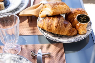Un âne et un bélier se touchent le museau dans un pré verdoyant sous un ciel dégagé.