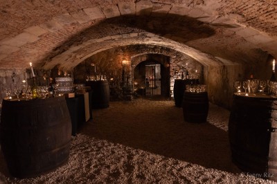 Un groupe de femmes en robes élégantes réagit avec joie face à une mariée dans une pièce décorée.