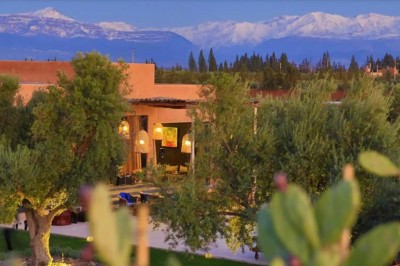 Miniature Location salle Marrakech (Province de Marrakech) - The Source #53 Reflet d'arbres et d'un bâtiment dans un bassin calme sous un ciel bleu dégagé.