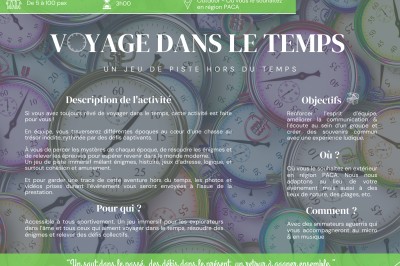 Une affiche promotionnelle décrivant une animation de quiz sur le thème de Noël, avec détails sur l'activité et les…