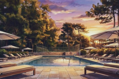 Vue aérienne d'une petite maison moderne avec une chambre, une salle de bain, un salon et une terrasse en bois.