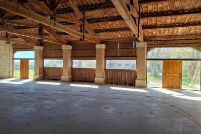 Miniature Location salle Arles (Bouches-du-Rhône) - Mas de Bonnafoux #12 Deux vasques blanches sur un plan en bois clair, avec deux miroirs ronds suspendus au mur.