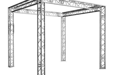 Miniature Kube Events #20 Structure métallique cubique composée de poutres croisées, utilisée pour des installations ou des événements.