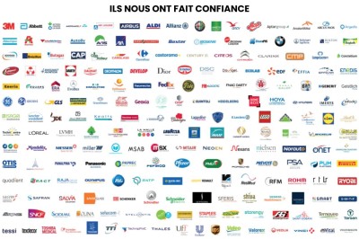 Logos de nombreuses entreprises et marques variées regroupés sous le titre ’Ils nous ont fait confiance’.