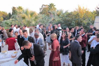 Toboggans aquatiques sinueux entourés de végétation tropicale avec des éléments décoratifs colorés en premier plan.