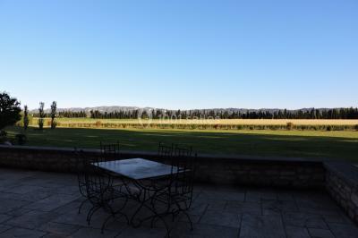 Colonne en pierre sur un socle dans un parc arboré, entourée de pelouse et d'arbres feuillus.