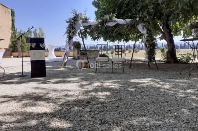 Colonne en pierre sur un socle dans un parc arboré, entourée de pelouse et d'arbres feuillus.