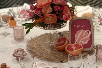 Miniature Location salle Brie-Comte-Robert (Seine-et-Marne) - Domaine de la Gillardière #17 Chambre moderne avec lit double, mur violet, grande fenêtre donnant sur un jardin et sol en carrelage gris.