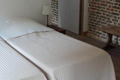 Platines vinyles et disques exposés sur une table en extérieur, avec un jardin verdoyant et un pigeonnier à colombages en…